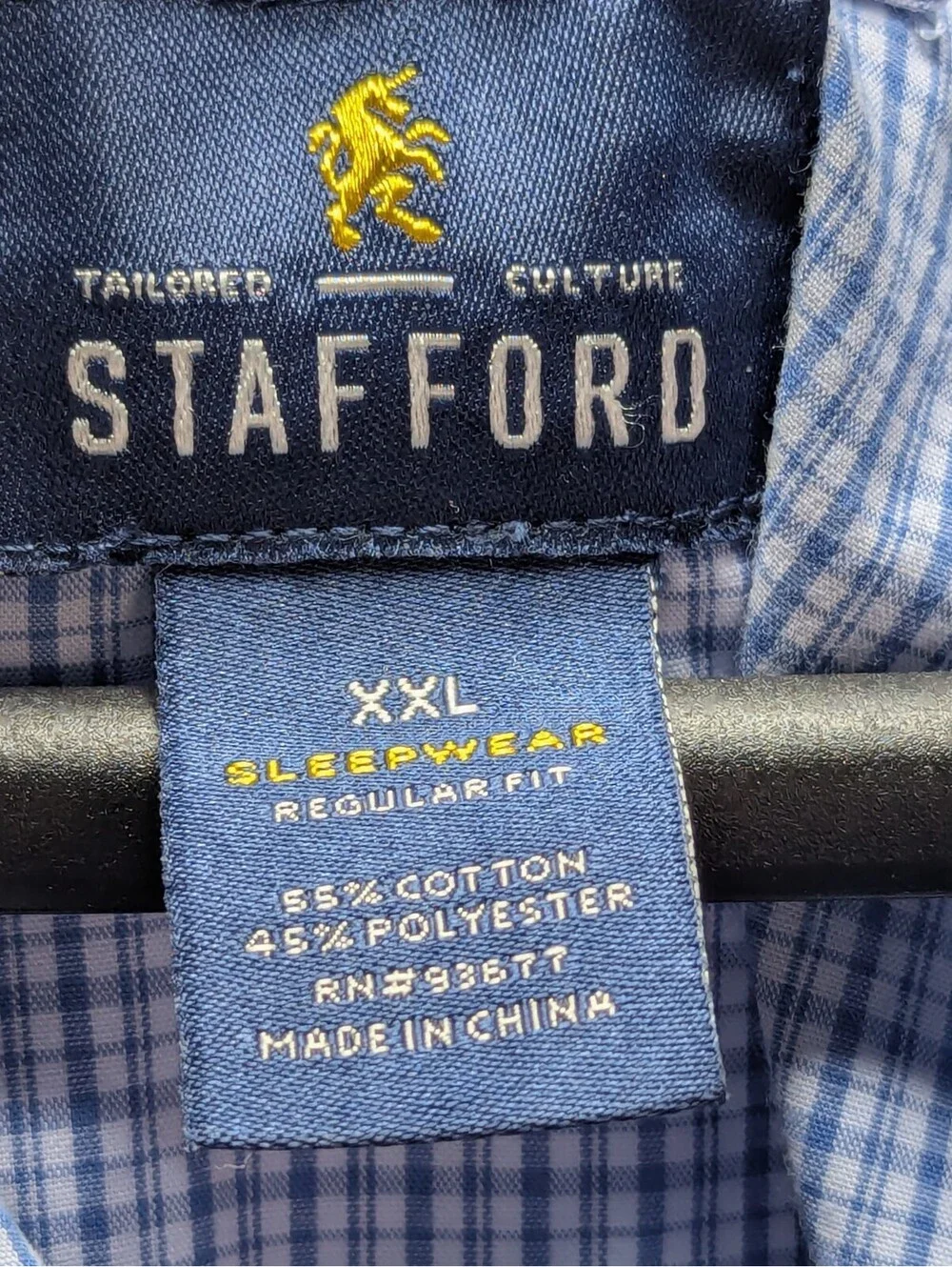 Stafford Sleepwear XXL Regular Fit Sleepshirt Blue Check Pajamas PJ's Comfy